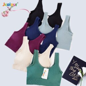 Jcolour Kit 2 Sutiã sem pescoço feminino decotado sutiã esportes para fitness ioga corrida
