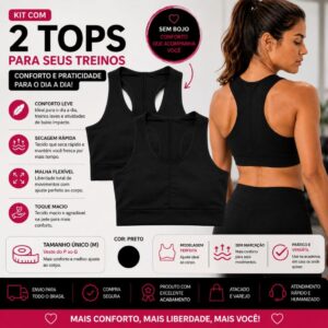 Kit 2 ou 4 Top Academia Miusa Sport nadador Top Alta Sustentação Academia Treino Fitness Feminino
