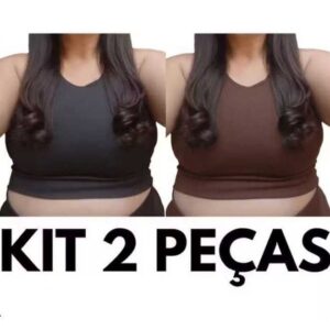 Kit 2 Top Cropped Nadador do G1 ao G6 Curve Plus Size Grosso Fitness