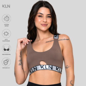Top Fitness Feminino POLIAMIDA Entrada Bojo Alça Sustentação Zero Transparência KLN
