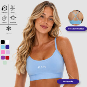 Top Fitness Poliamida Feminino Sem Bojo Alcinhas Costas Nuas Confortável Ginástica Treino Academia KLN
